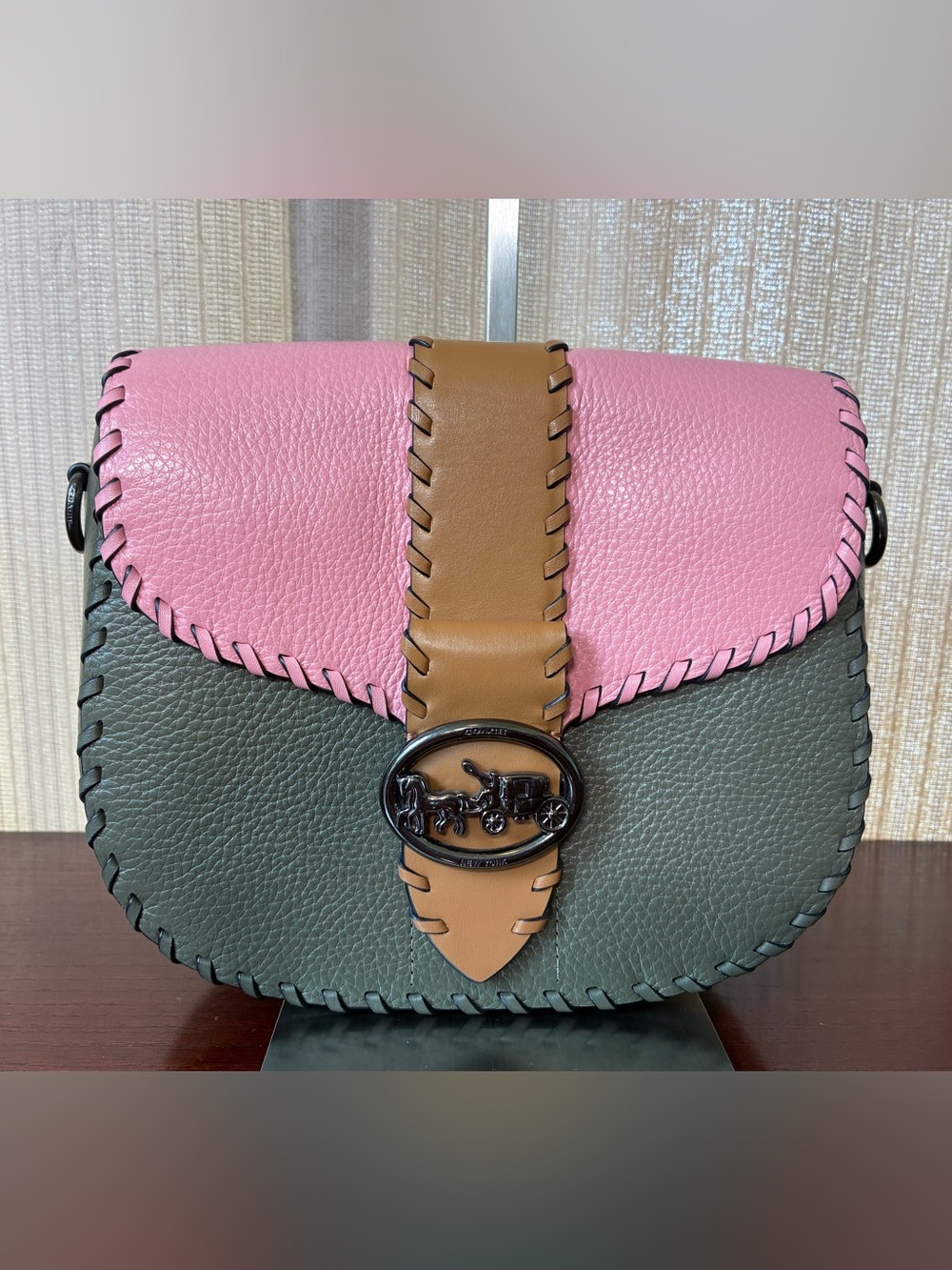 Coach Georgie Saddle Color Block Crossbody with Whipstitch